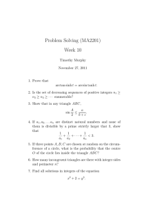 Problem Solving (MA2201) Week 10