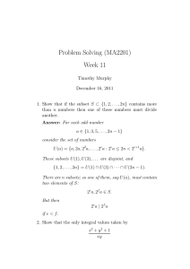 Problem Solving (MA2201) Week 11