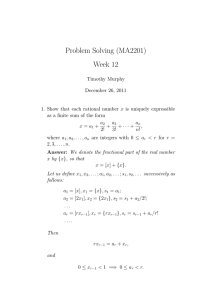 Problem Solving (MA2201) Week 12