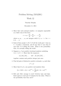 Problem Solving (MA2201) Week 12