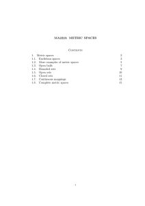 MA2223: METRIC SPACES Contents 1. Metric spaces