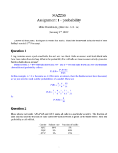 MA22S6 Assignment 1 - probability  Mike Peardon (