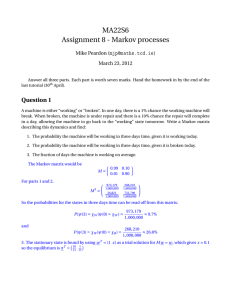 MA22S6 Assignment 8 - Markov processes  Mike Peardon (