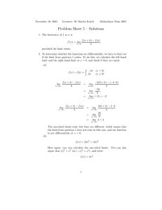 Problem Sheet 5 – Solutions