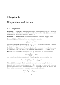 Chapter 5 Sequences and series 5.1 Sequences