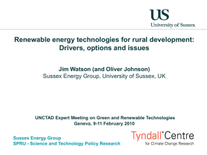 Renewable energy technologies for rural development: Drivers, options and issues