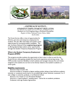 ...OUTREACH NOTICE... STUDENT EMPLOYMENT BULLETIN Student in Civil Engineering or Related Discipline