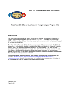 Fiscal Year 2013 Office of Naval Research Young Investigator Program... R BAA Announcement Number  ONRBAA13-003