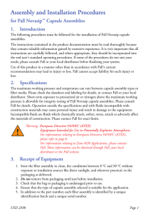 Assembly and Installation Procedures for Pall Novasip™ Capsule Assemblies 1. Introduction