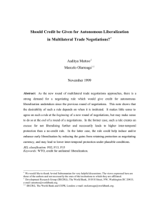 Should Credit be Given for Autonomous Liberalization in Multilateral Trade Negotiations?