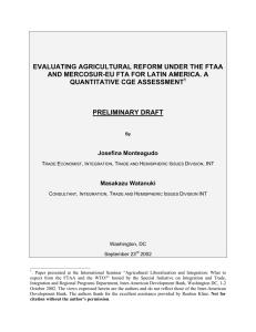 EVALUATING AGRICULTURAL REFORM UNDER THE FTAA QUANTITATIVE CGE ASSESSMENT