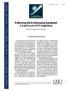 Reforming the Antidumping Agreement A Road Map for WTO Negotiations Executive Summary
