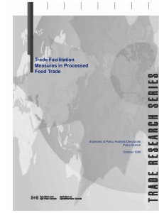 Trade Facilitation Measures in Processed Food Trade Economic &amp; Policy Analysis Directorate