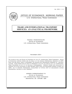 OFFICE OF ECONOMICS  WORKING PAPER TRADE AND INTERNATIONAL TRANSPORT