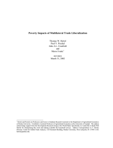 Poverty Impacts of Multilateral Trade Liberalization  Thomas W. Hertel Paul V. Preckel