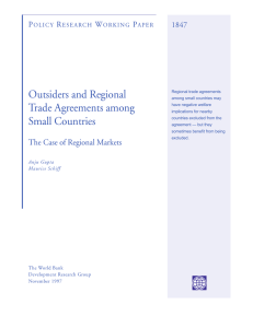 Outsiders and Regional Trade Agreements among Small Countries P