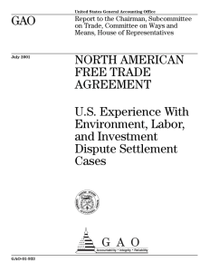 GAO NORTH AMERICAN FREE TRADE AGREEMENT