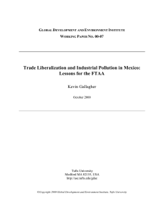 Trade Liberalization and Industrial Pollution in Mexico: Lessons for the FTAA G