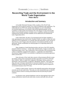Economic | |  Institute Reconciling Trade and the Environment in the