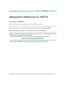 Bibliographic Refferences for DMTCS The editors of DMTCS