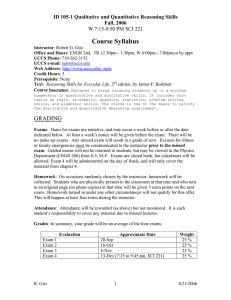 Course Syllabus ID 105-1 Qualitative and Quantitative Reasoning Skills Fall, 2006