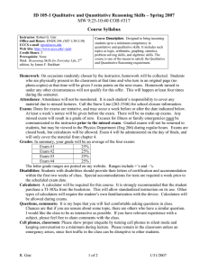 ID 105-1 Qualitative and Quantitative Reasoning Skills – Spring 2007