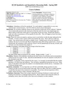 ID 105 Qualitative and Quantitative Reasoning Skills – Spring 2009