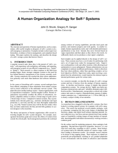 A Human Organization Analogy for Self-* Systems Carnegie Mellon University ABSTRACT