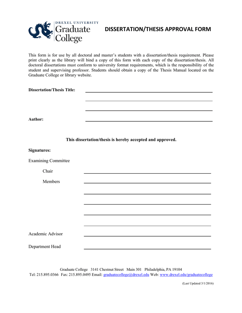 thesis committee form