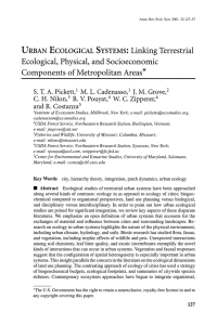 Ecological, Physical, and Socioeconomic Components of Metropolitan Areas* URBAN ECOLOGICAL SYSTEMS: