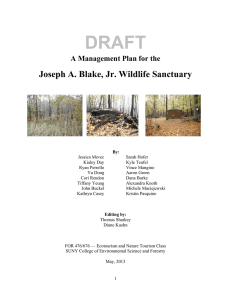 DRAFT Joseph A. Blake, Jr. Wildlife Sanctuary A Management Plan for the
