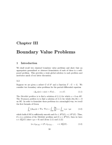 Boundary Value Problems Chapter III 1 Introduction