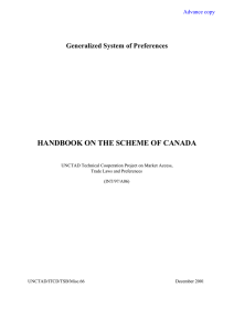 HANDBOOK ON THE SCHEME OF CANADA Generalized System of Preferences Advance copy