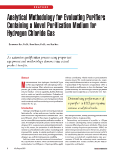 Analytical Methodology for Evaluating Purifiers Containing a Novel Purification Medium for