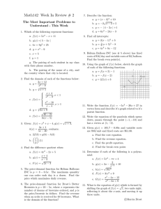 Math142 Week In Review # 2 The Most Important Problems to