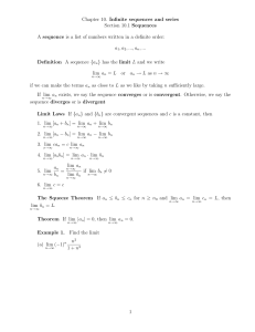 Chapter 10. Infinite sequences and series Section 10.1 Sequences