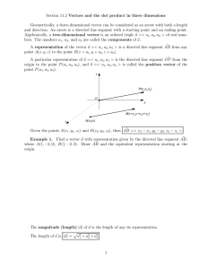 Section 11.2 Vectors and the dot product in three dimensions