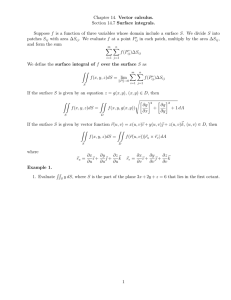 Chapter 14. Vector calculus. Section 14.7 Surface integrals.
