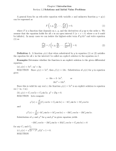 Chapter I Introduction Section 1.2 Solutions and Initial Value Problems