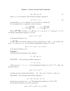 Chapter 4. Linear Second Order Equations ay + by + cy = 0,