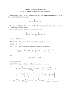 Chapter 7. Laplace Transforms. Section 7.2 Definition of the Laplace Transform.