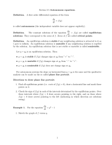 Autonomous equations. A first order diﬀerential equation of the form f autonomous