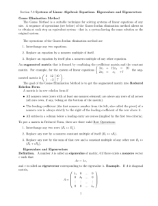 Section 7.3 Systems of Linear Algebraic Equations. Eigenvalues and Eigenvectors