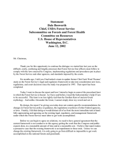 Statement Dale Bosworth Chief, USDA Forest Service Subcommittee on Forests and Forest Health