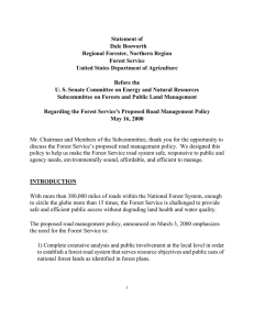 Statement of Regional Forester, Northern Region Forest Service