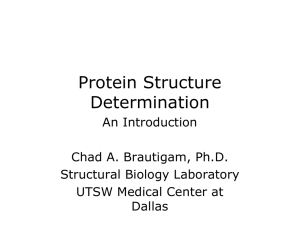 Protein Structure Determination An Introduction Chad A. Brautigam, Ph.D.