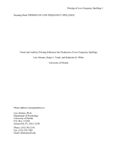 Priming of Low-Frequency Spellings 1  Running Head: PRIMING OF LOW-FREQUENCY SPELLINGS