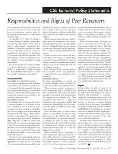 Responsibilities and Rights of Peer Reviewers CSE Editorial Policy Statements