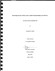 Knowledge and Use of Folic Acid An Honors Thesis (HONRS 499) by