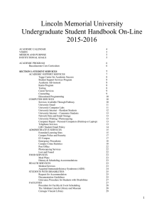 Lincoln Memorial University Undergraduate Student Handbook On-Line 2015-2016